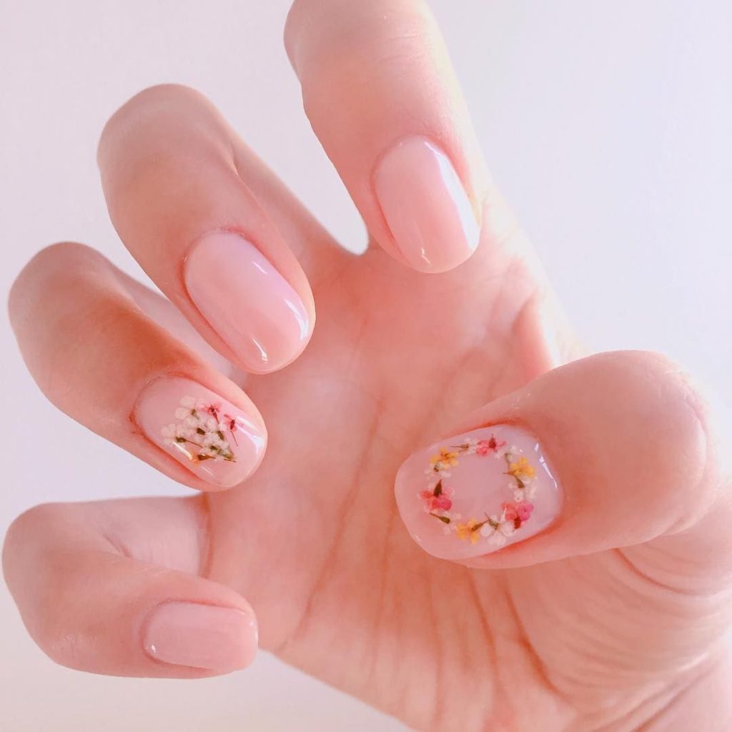 Soft Pink with spark and flowers